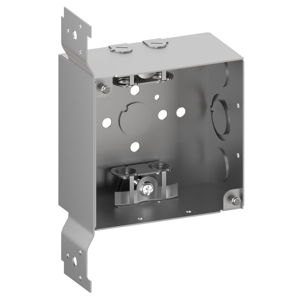 4" x 4" Welded Metal Box with mounting bracket with MC BX Clamps
