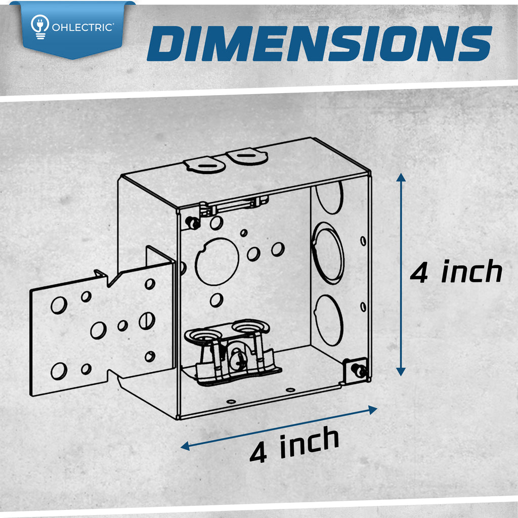 4" x 4" Welded Metal Box with mounting bracket with MC BX Clamps